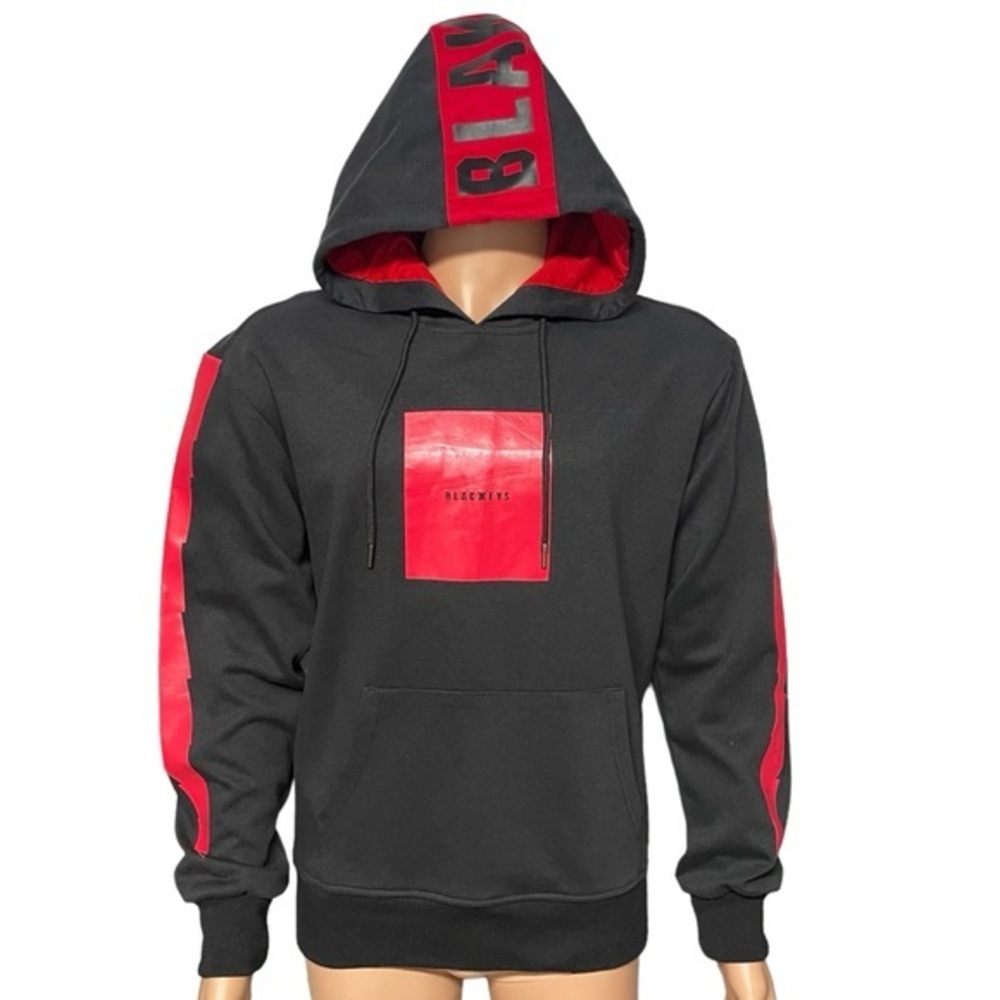Black Keys Original Apparel Men’s Black Red L Logo Hoodie w/Side Zippers in EUC